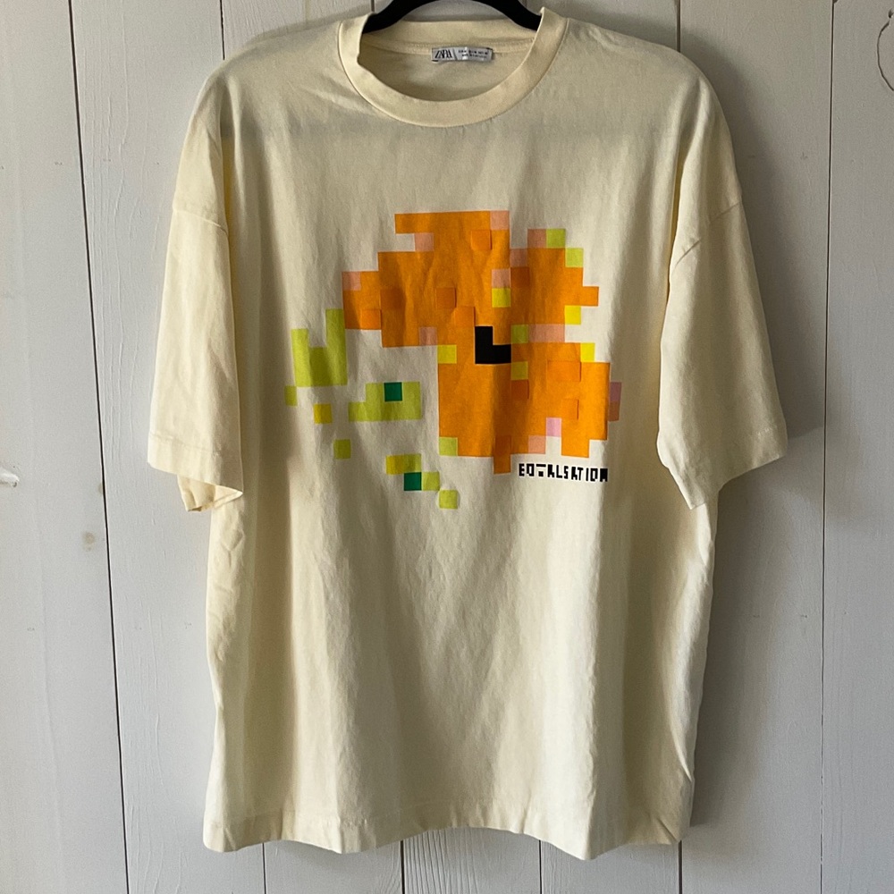 🦉Zara Cream Pixel Art T-Shirt
